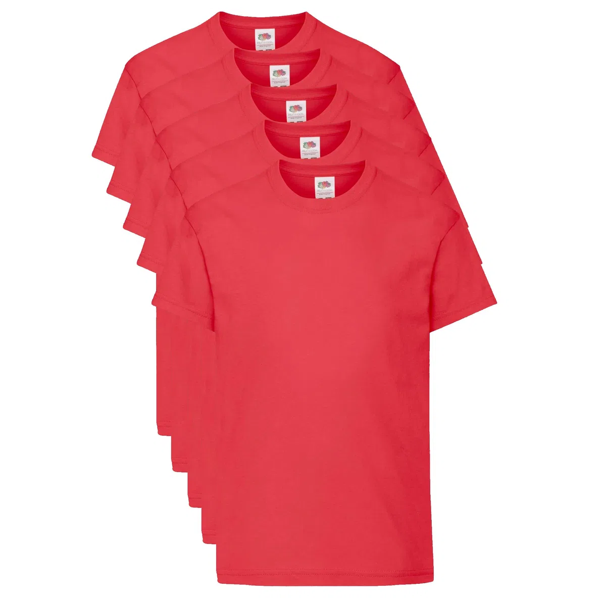 Fruit of The Loom T-Shirt Original Unisexe pour Enfant (Lot de 5), Rouge, 3-4 Ans