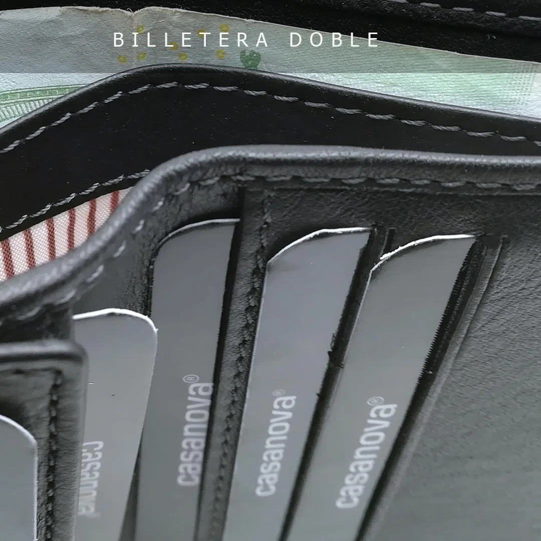 Petit portefeuille en cuir pour homme AVEC sac à main extérieur | Fait à la main | RFID | 10064 Noir