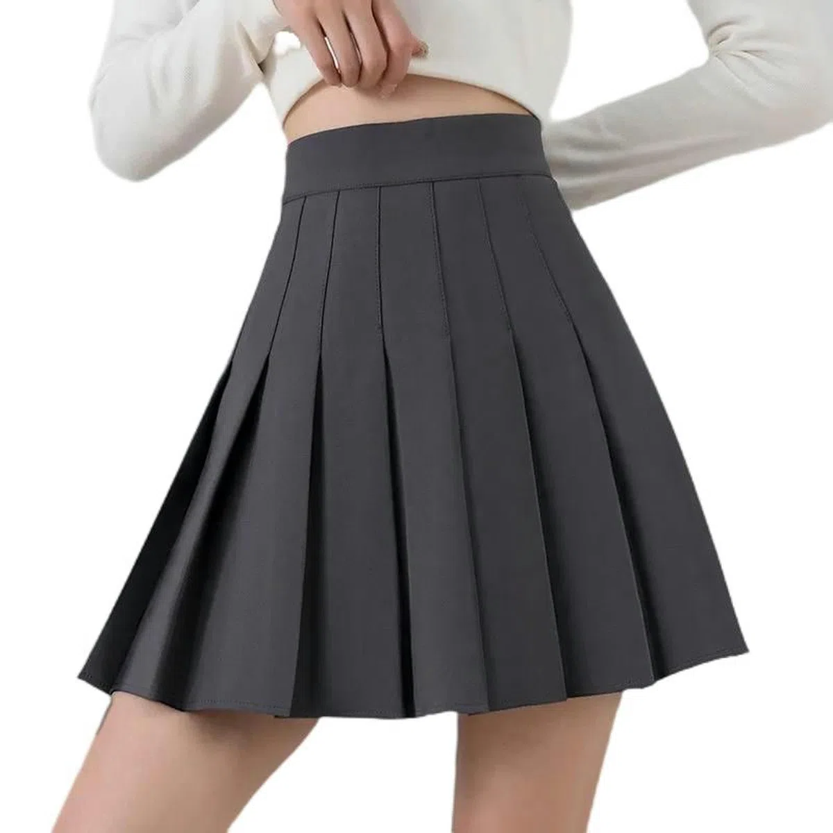 Short doublé pour Filles et Femmes, Taille Haute, Jupe plissée Unie, Uniforme Scolaire, Ligne A, Harajuku-2159SKQ-M