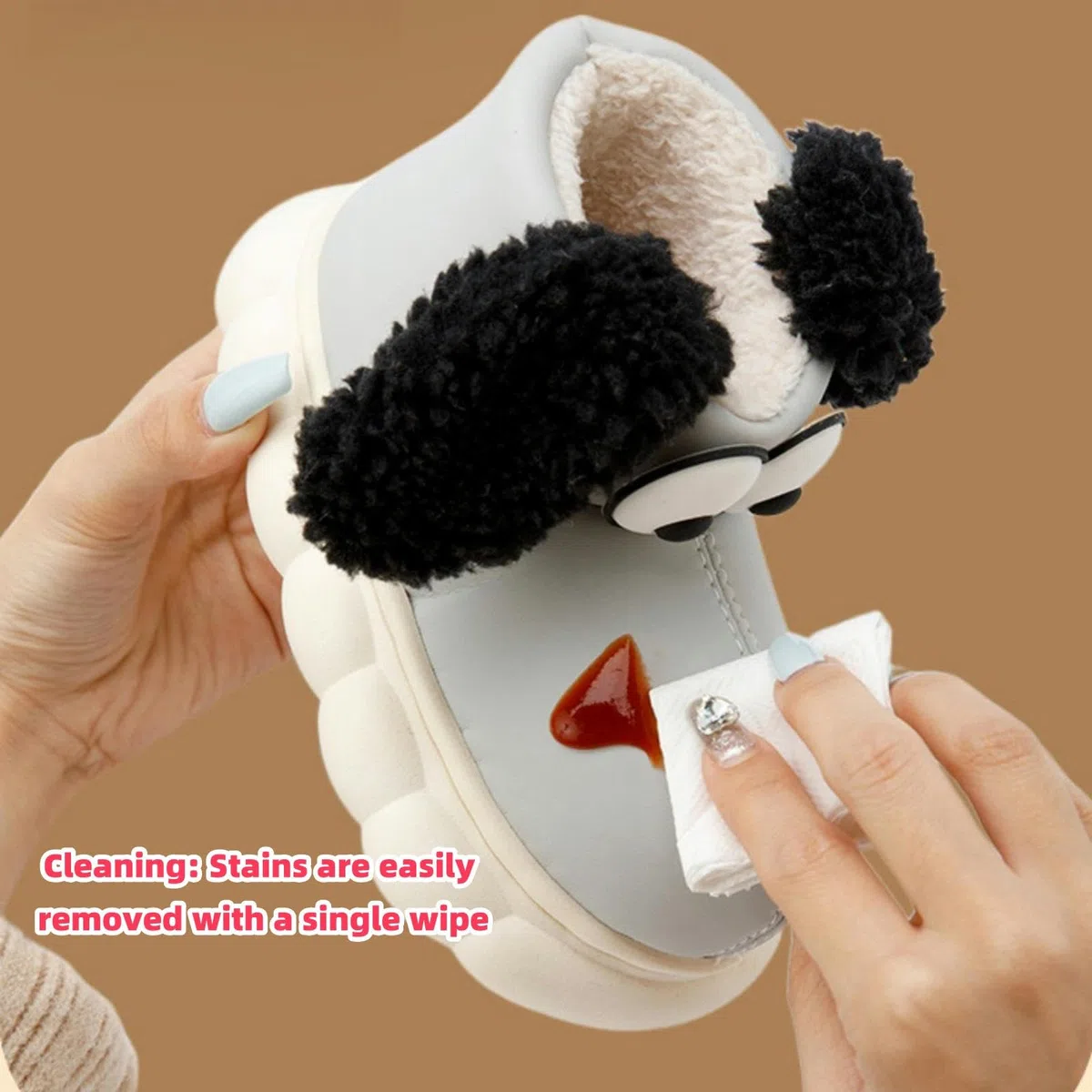 Chaussons Enfant Pantoufles Chaudes d'automne Et d'hiver pour Enfants, Pantoufles De Ménage Imperméables Et Antidérapantes À Talon Complet-kaki-220 Mm (Longueur Intérieure 21 Cm)