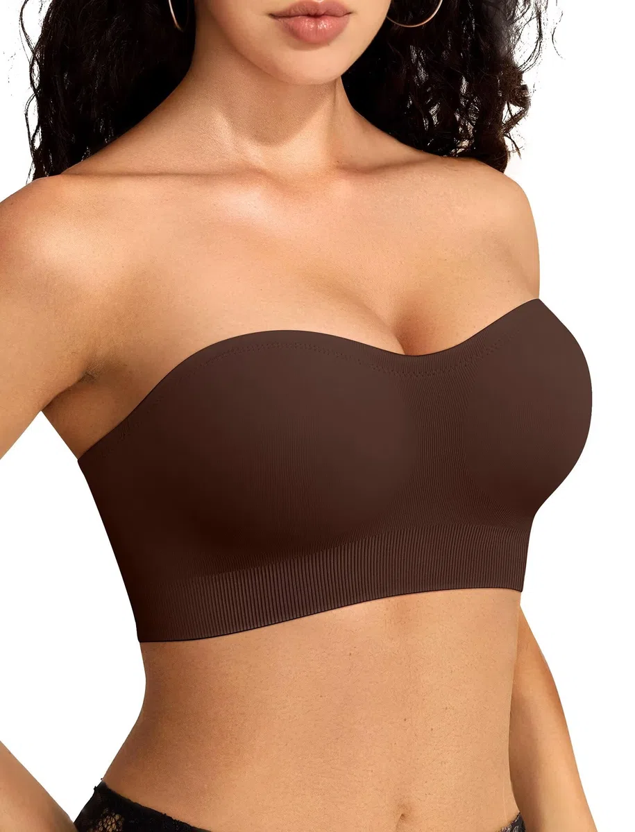 Vertvie Soutien-gorge sans bretelles pour femme - Antidérapant - Push Up - Sans fil - Confortable - Soutien-gorge rembourré de soutien