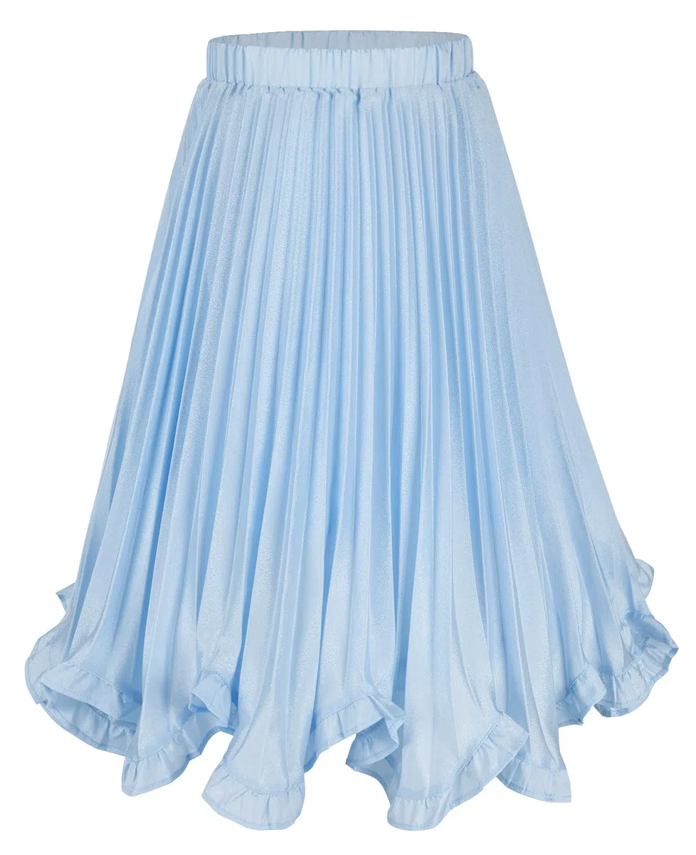 Happy Cherry Jupe plissée brillante à taille élastique en mousseline de soie pour filles de 4 à 16 ans