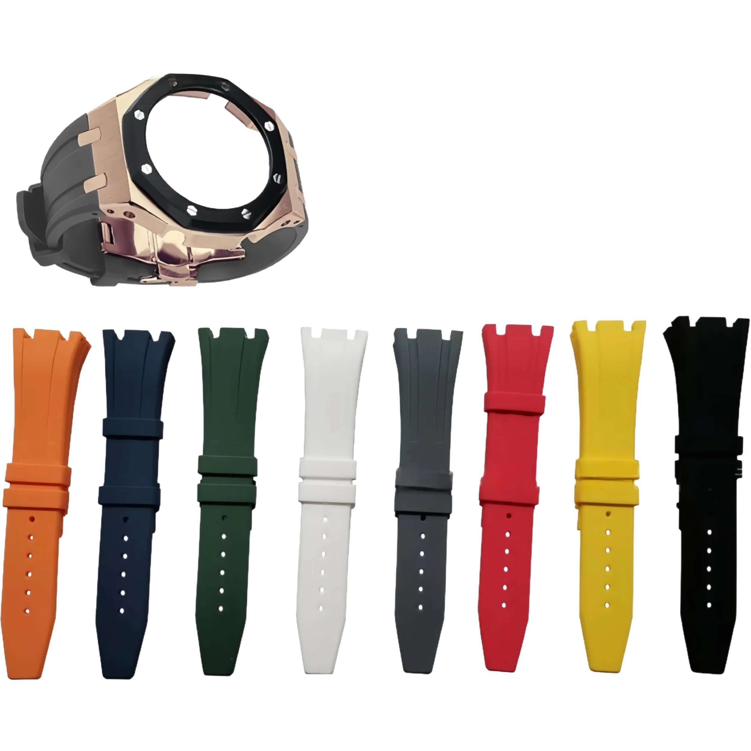 Métal Boîtier Bracelet Caoutchouc Montre Remplacement Modification Kit, Acier Inoxydable Lunette Cadre Montre Accessoires pour Casioak GA2100 GA-2110