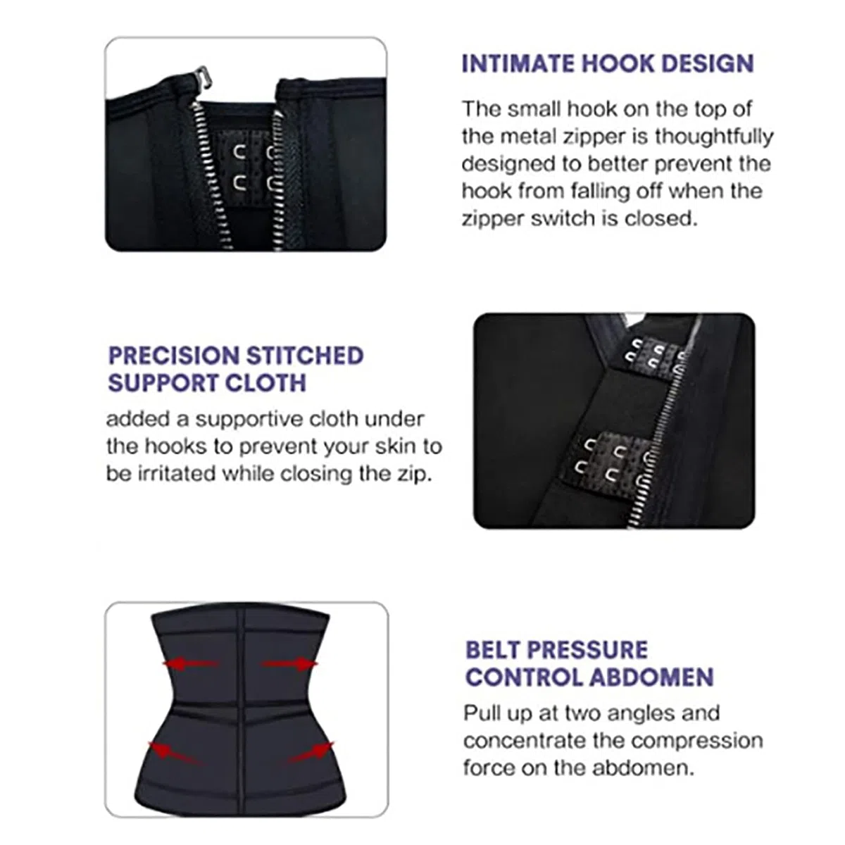 WHSPORT Femme Ceinture de Sudation Ajustable en Sauna Néoprène Ceinture de Minceur Sport Gaine Amincissante Ventre Plat Serre Taille Corset Sculptant Réglable Ceinture Abdominale Zip