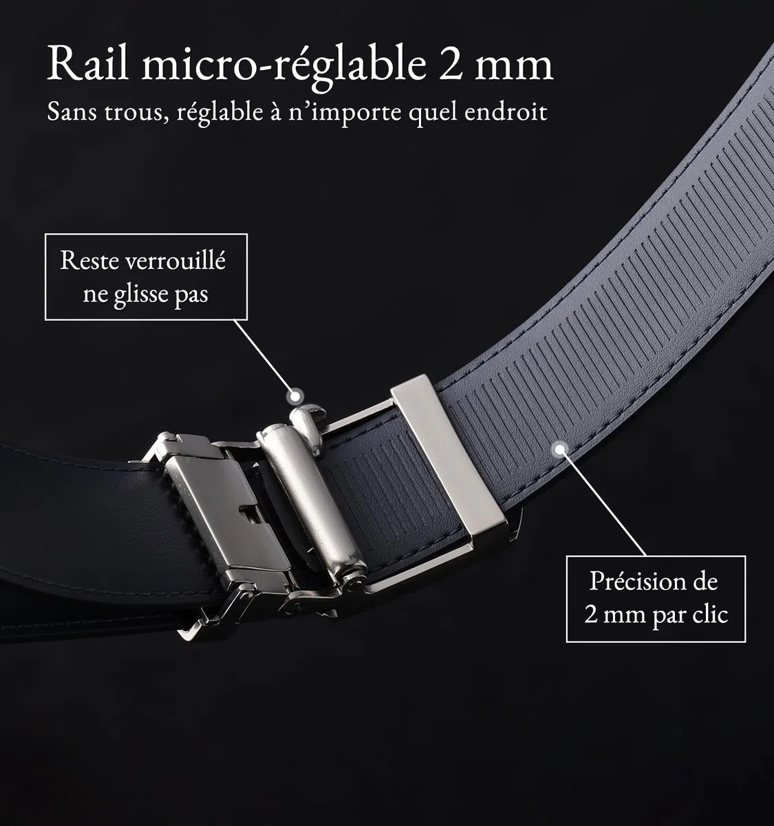 Litume GREEN GOLF Ceinture de Golf à Cliquet – Design Sans Trou, Boucle Micro-Réglable avec Marqueur de Balle Magnétique en Émail
