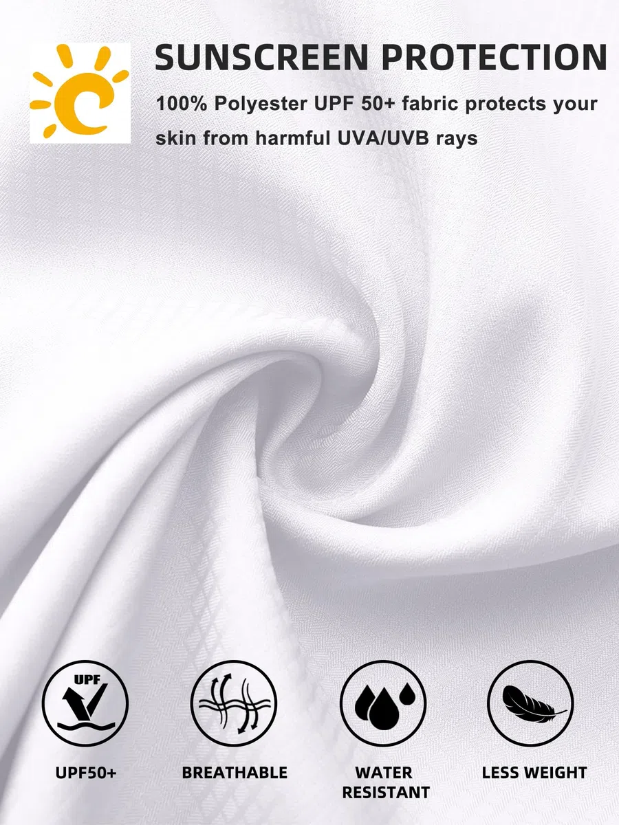 Chemise de pêche Homme UPF50+Manches Longues Anti-UV - Léger pour randonnéeChemise Sport à Boutons avec Poches zippées