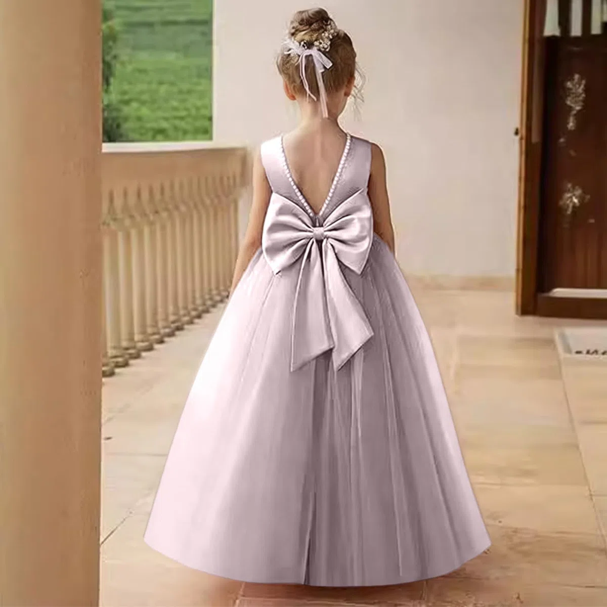 Générique Robe élégante pour Filles, idéale pour Les Occasions Formelles, Mariage, Anniversaire ou fête, avec Ceinture à nœud.#05