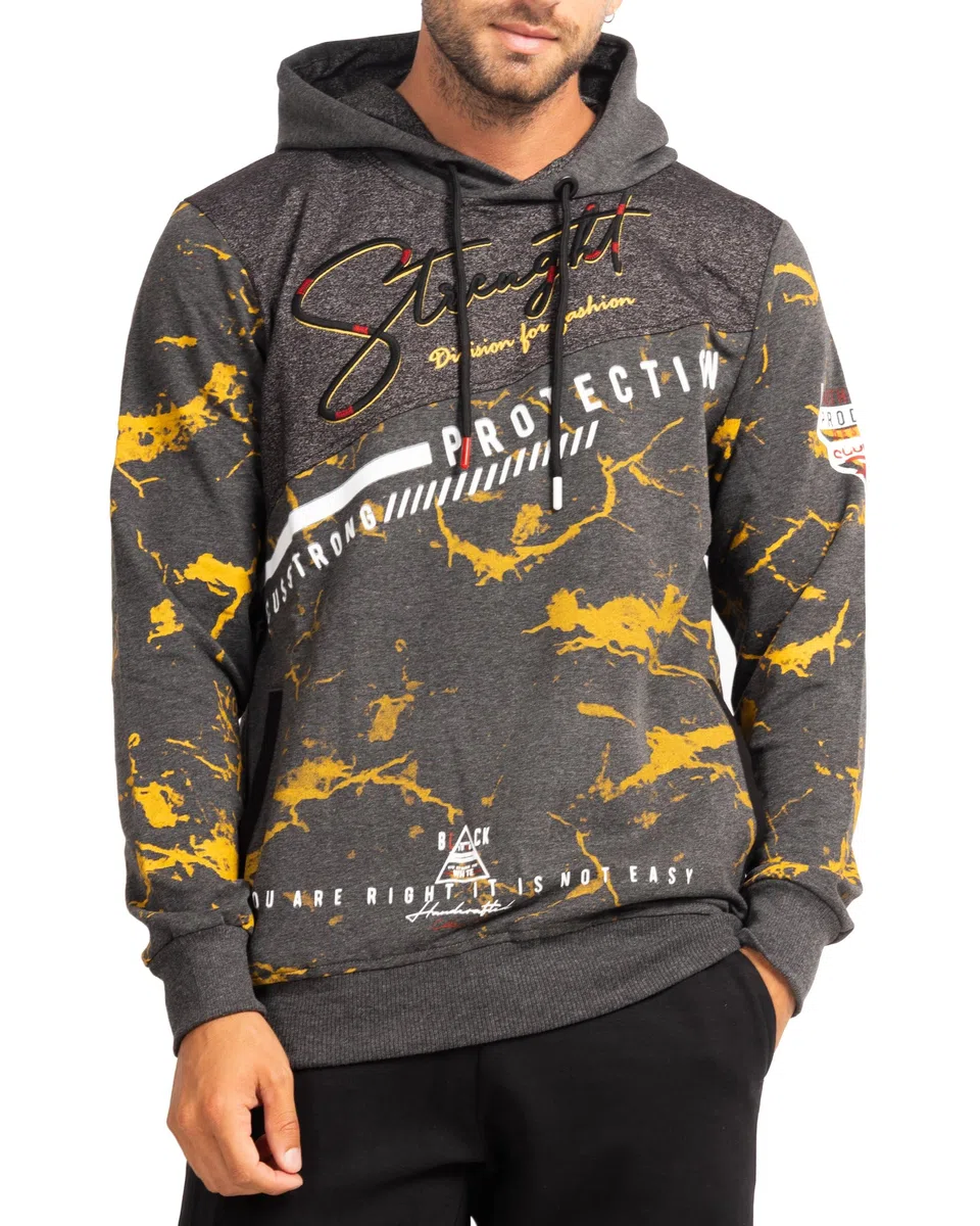 Subliminal Mode Sweatshirt à Capuche Homme Manches Longues Bicolore avec Poche BX2628