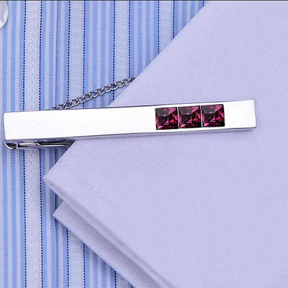 Boutons de Manchette Clip de Cravate pour Cravate épingle de Cravate de Haute qualité pour Hommes Barres de Cravate en Cristal Violet Boutons de Manchette Clip de Cravate Set invités