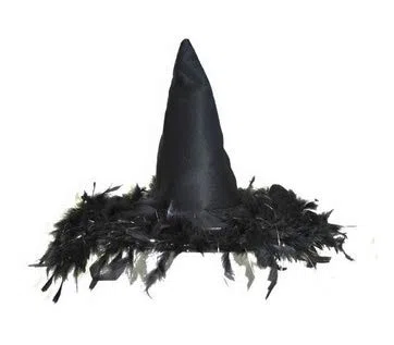 Lot de 3 - Chapeau sorciere avec plumes noir