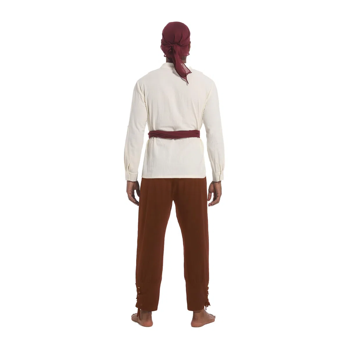 Costume de pirate pour homme, vêtements médiévaux, chemise médiévale, pantalon, bandana, ceinture, cache-œil, collier, boucles d'oreilles, pour Halloween, carnaval