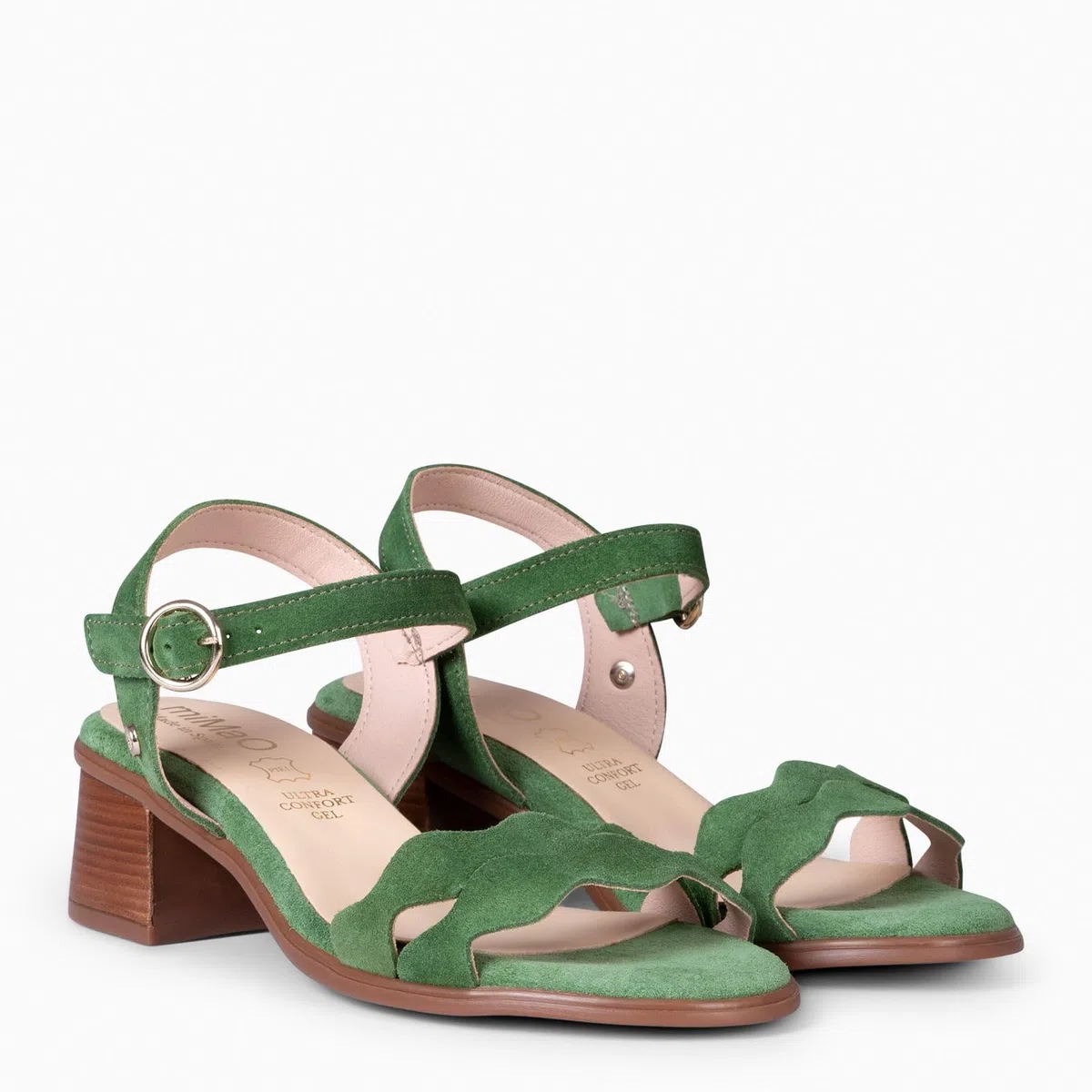 miMaO. Sandales à talon ultra confort en cuir