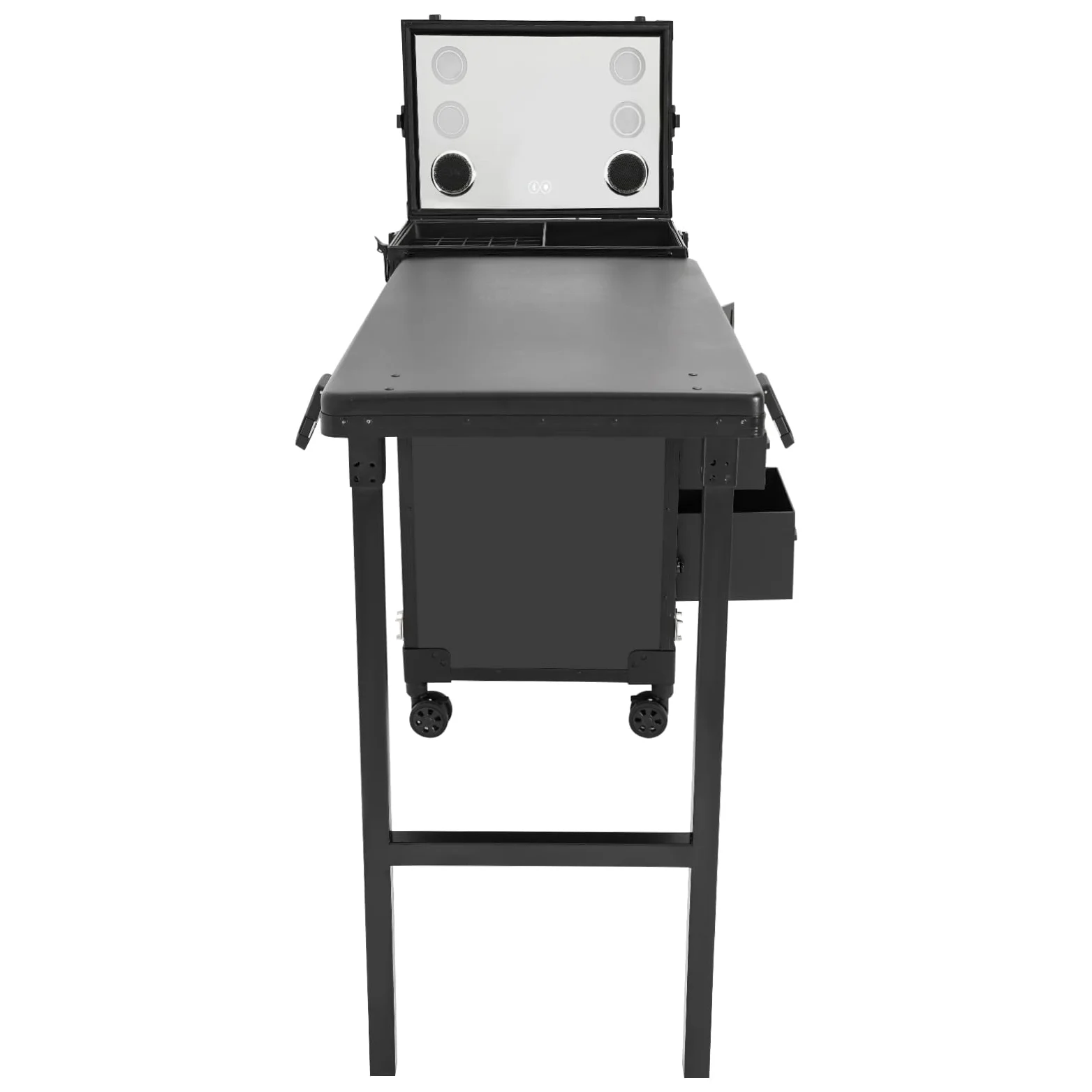 Trousse de maquillage professionnelle avec table, miroir LED et 3 tiroirs, table de manucure pour manucure, capacité de charge totale de 50 kg, couleur noire