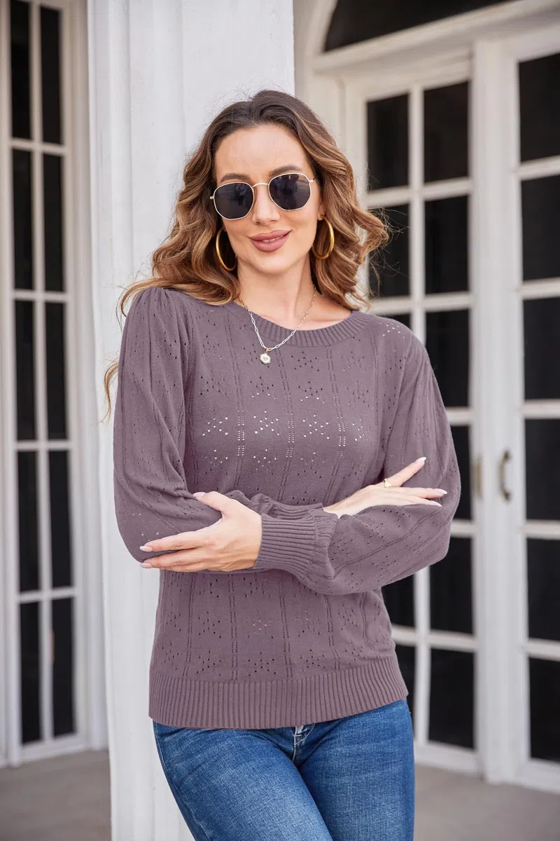 GRACE KARIN Femmes Chandails Pull Sweatshirt Manche Longue Col Rond Hiver Chaud Chic et Elegant