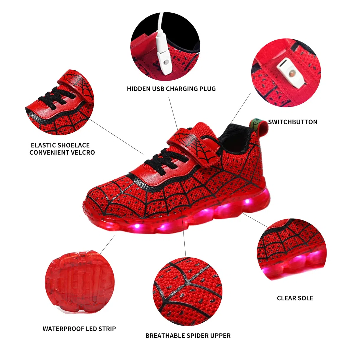 YUNICUS Chaussures de sport LED pour enfants garçons et filles - Chaussures de sport lumineuses