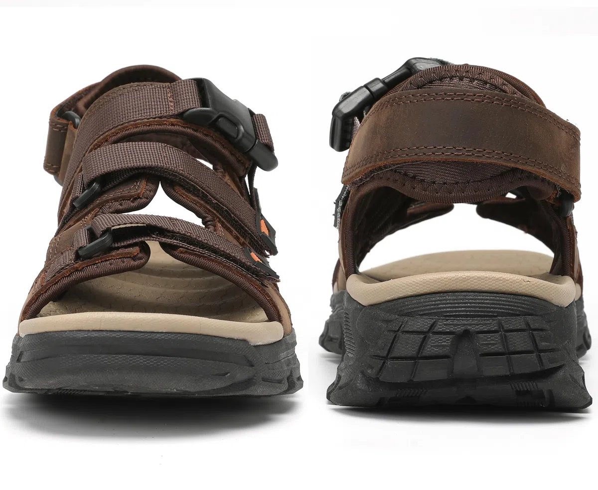 Sandales Homme Cuir Marche Randonnée Été Extérieur Bout Ouvert Chaussures de Sport Plage