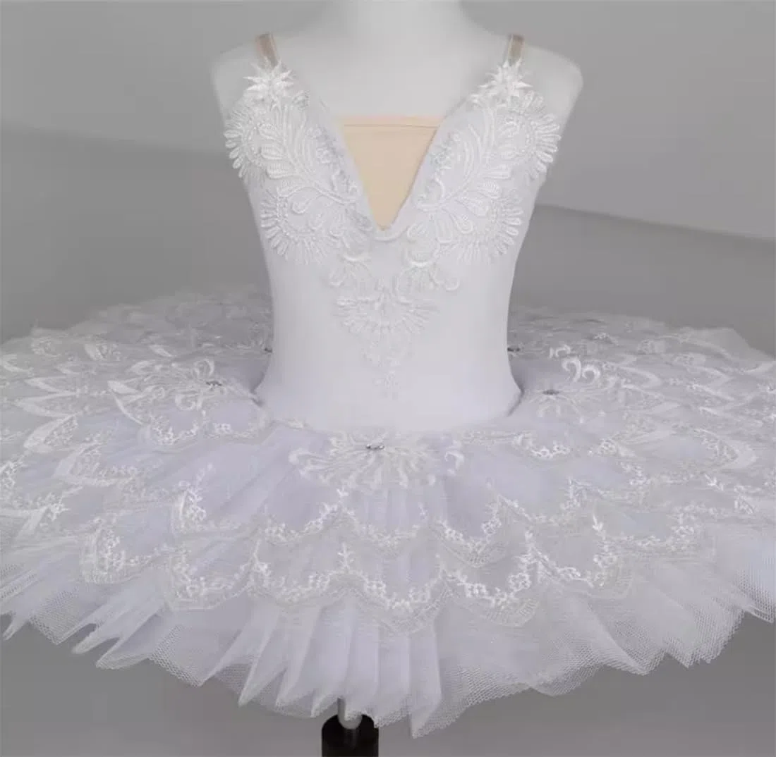 OTMYIGO Blanc,120, Tutu Professionnel de Ballet pour Enfants Tutu crêpe du lac des cygnes pour Enfants Costumes de Ballerine pour Filles Tutu de Danse Ballet