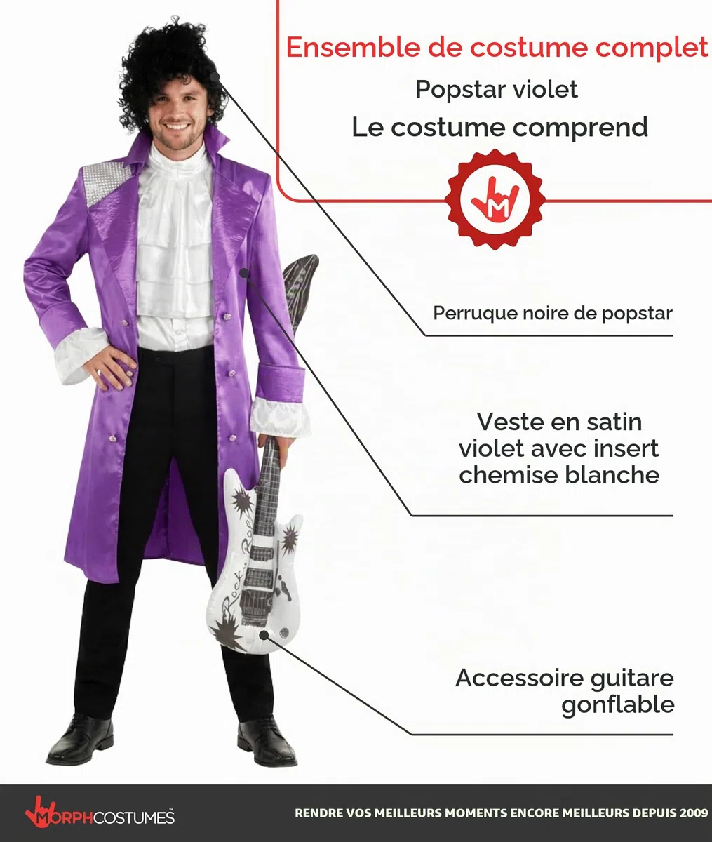 Morph Deguisement Chanteur Pop Homme, Costume Annees 80 Halloween