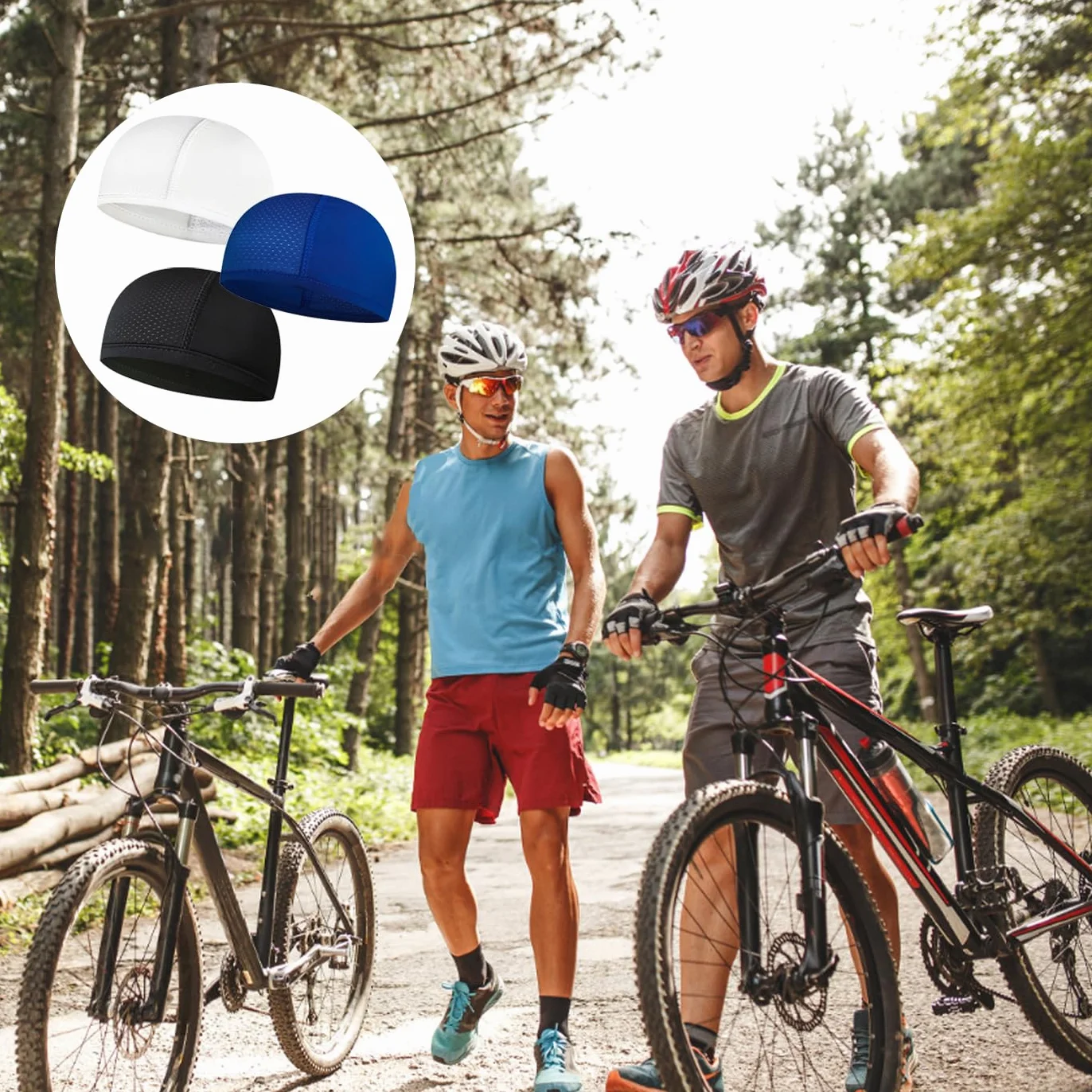 SSKHE 3 Pièces Bonnet Vélo Été, Calotte Doublure De Casque Respirant, Sous Casque Moto pour Le Cyclisme, La Course à Pied, Le Baseball Et La Moto