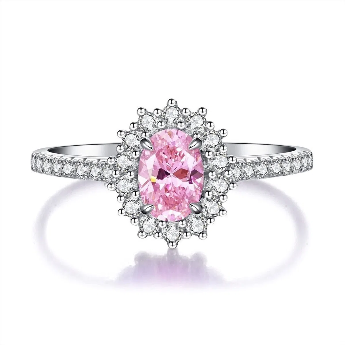 Bague pour femme en argent sterling 925/1000 avec rubis, bague à la mode avec pierres rouges pour femme, bijoux cadeaux pour Fête des mères, la Saint-Valentin