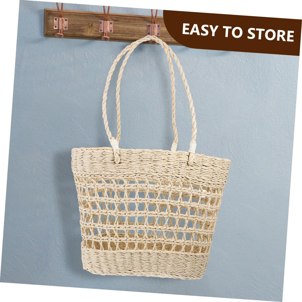 ABOOFAN Sac de Plage Creux Grand Cabas pour Femme Sac Fourre-tout de Plage Tissé
