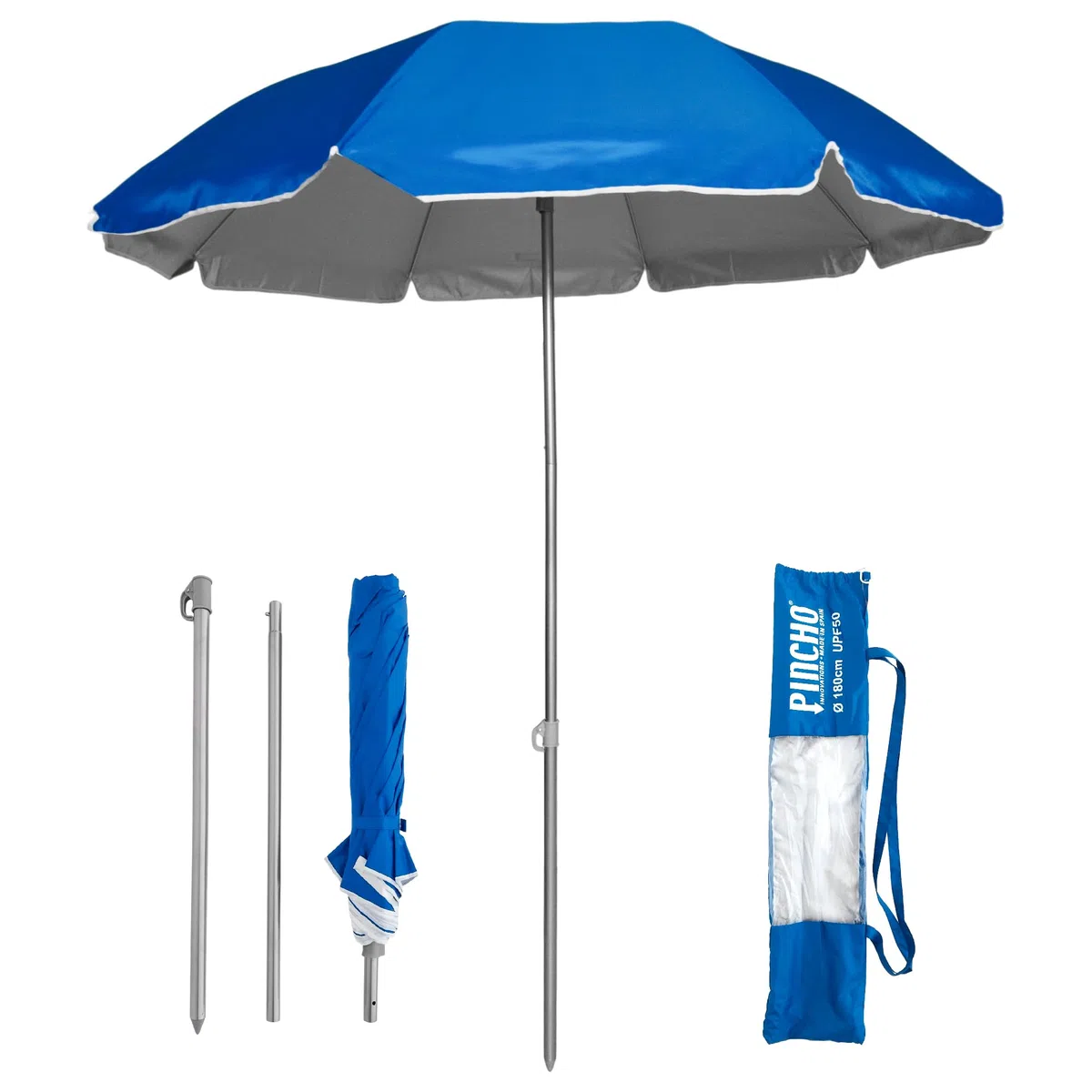 Pincho Parapluie à dos pliable de 180 cm, idéal pour moto et vélo. Protection solaire UPF50+ (bloque 99% des rayons UV), très léger. 1,5 kg, mesure du parapluie à l'intérieur de l'étui 75 cm.