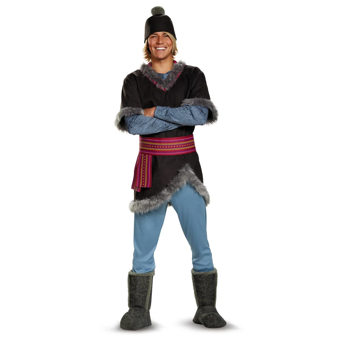 Kristoff Costume pour adulte Disney La Reine des Neiges Costume Tunique avec chapeau, ceinture, pantalon et couvre-bottes