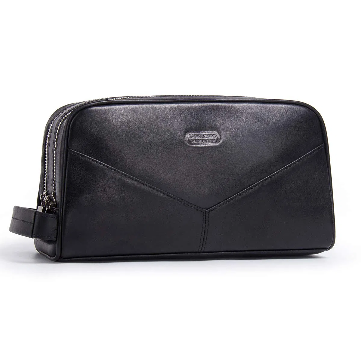 Contacts Homme Trousse de Toilette de Affaires Voyage en Cuir de Vache avec Grande Capacité Double Fermeture Éclair