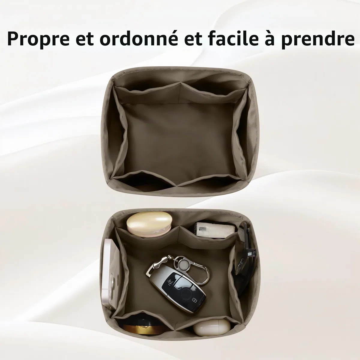 DGAZ Organisateur de Sac en Soie pour Hermès Picotin (18, Étoupe) | Soie Premium, Ultra Léger, Maintien de Forme Parfait, Protection Anti-rayure pour Sac de Luxe
