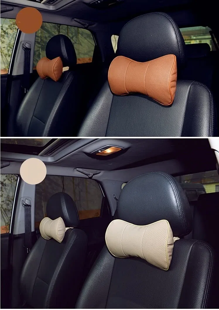 Oreiller de cou de voiture 2 pcs siège de voiture cas-tête cou de repos coussin coussin oreiller en cuir coussin de repos coussin de repos éternité accessoires de voiture Oreiller Siège Voiture