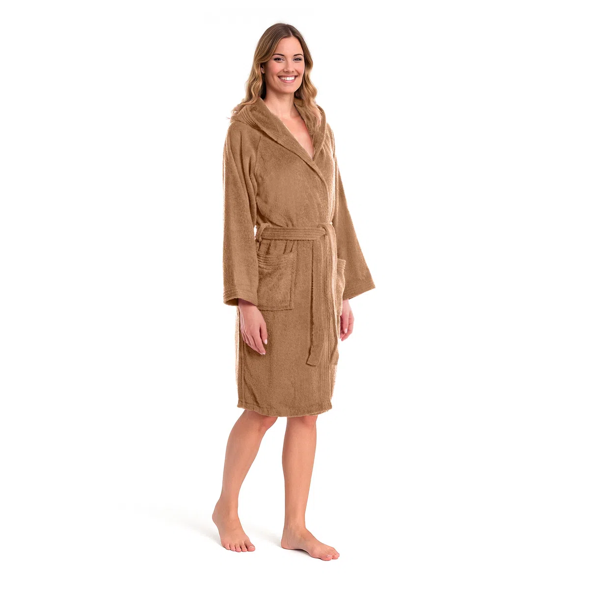 Caleffi Peignoir pour homme, peignoir pour femme en éponge de coton, peignoir pour homme, éponge avec capuche, peignoir de piscine, doux et absorbant, séchage rapide
