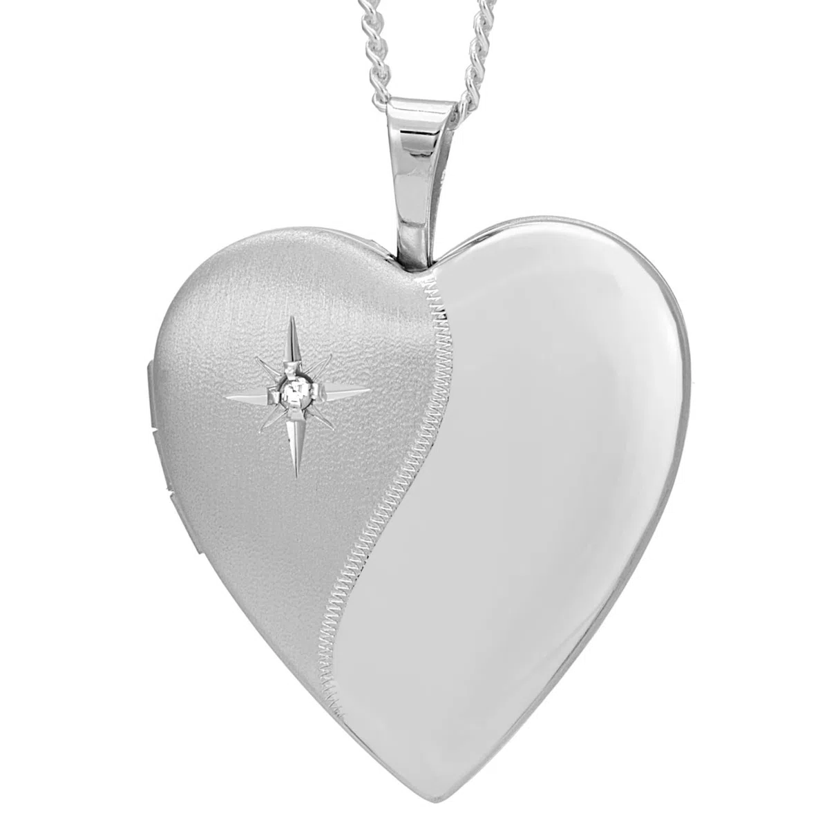 Alexander Castle Collier Médaillon en Argent Sterling 925 pour Femmes et Filles - Médaillon Cœur en forme de diamant 25 mm x 22 mm avec Chaîne en Argent de 45 cm et Coffret Cadeau Bijoux