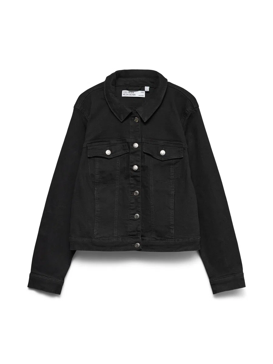 VERO MODA CURVE Vmruna Ls Slim DNM Jck Mix Ga Cur Noos Veste pour femme, Noir, 48