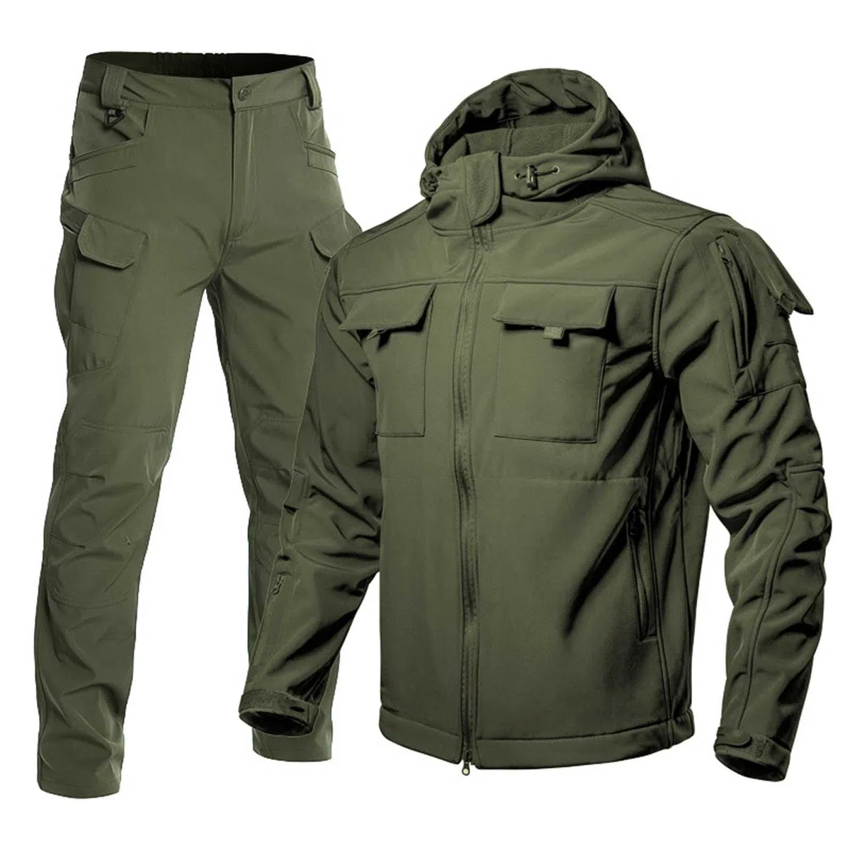 Générique Ensemble Tactique deux Pièces pour Homme Ensemble de Survie En Plein Air Veste Imperméable Veste de Combat Veste ET Pantalon D'hiver à Poches Multiples Adaptés Aux Températures Froides