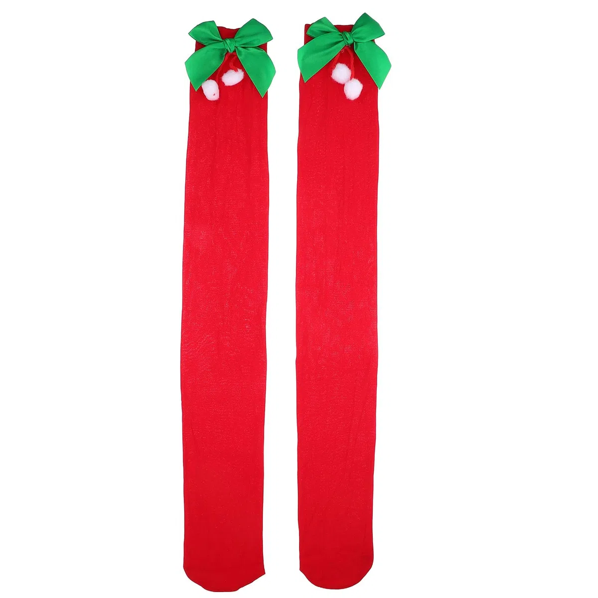 Beavorty Chaussettes de Fête Hautes Ornées de Nœuds Chaussettes de Noël pour Femme Bas Résistants