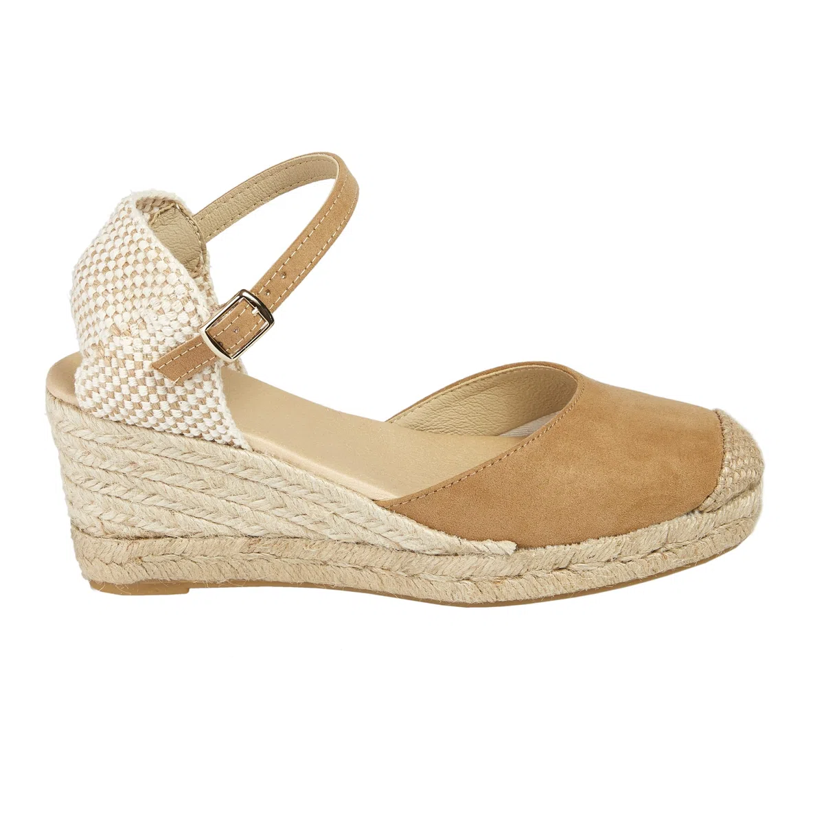 Espadrilles Compensées pour Femme avec Talon de 7 cm | Sandales Artisanales | en Jute Naturel et Toile Respirante | Chaussures Fabriquées en Espagne avec Boucle Réglable et Semelle Antidérapante