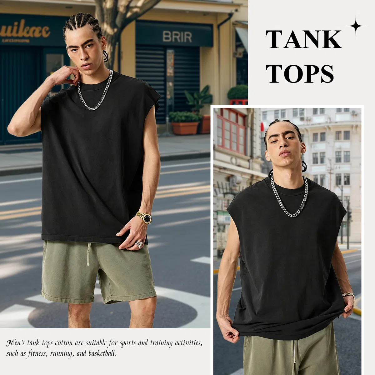 Débardeur d'été sans manches pour homme - T-shirt ample - Sans manches - T-shirt fonctionnel pour homme