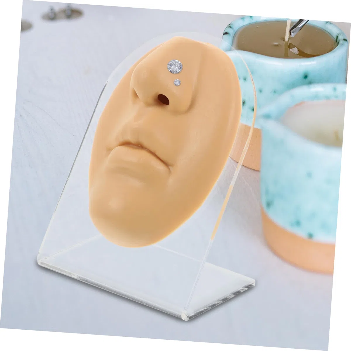 Angoily 3ensembles Modèle De Pratique De Piercing Tête Fausse Flexible Avec Support Pour Entraînement Et Affichage De Piercings Nasaux Et Buccaux Teinte Peau