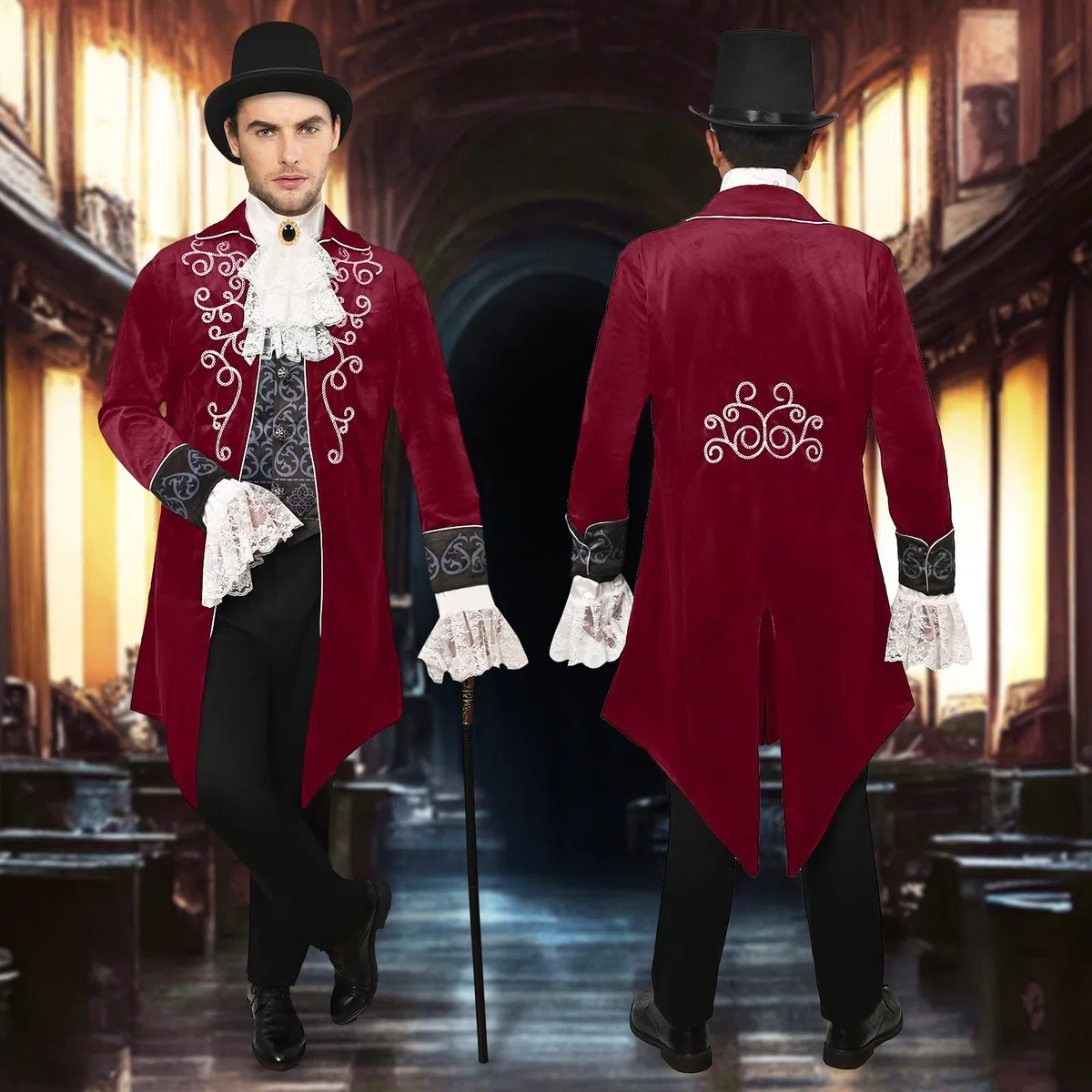 Costume médiéval pour homme : veste steampunk, queue-de-morue gothique, queue-de-morue victorienne pour homme, Halloween pirate vampire cosplay
