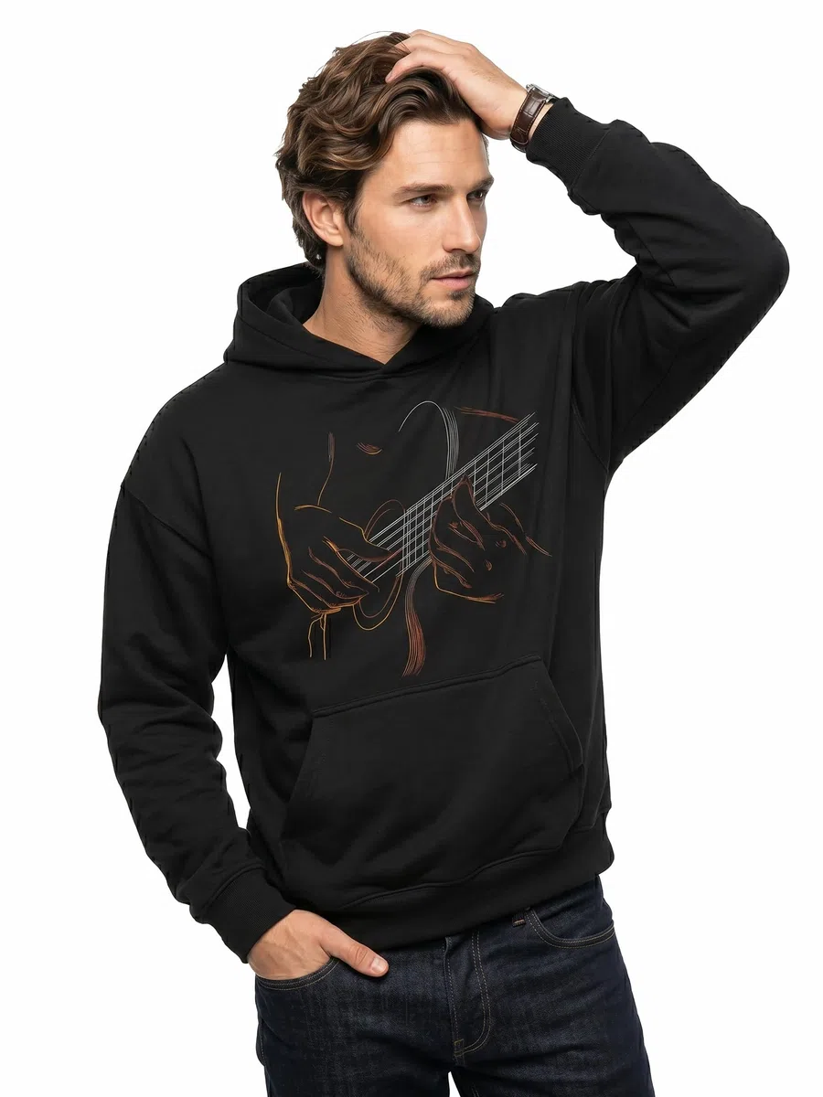 Makaya Sweat à Capuche Homme avec Motif Guitare Hoodie Musique