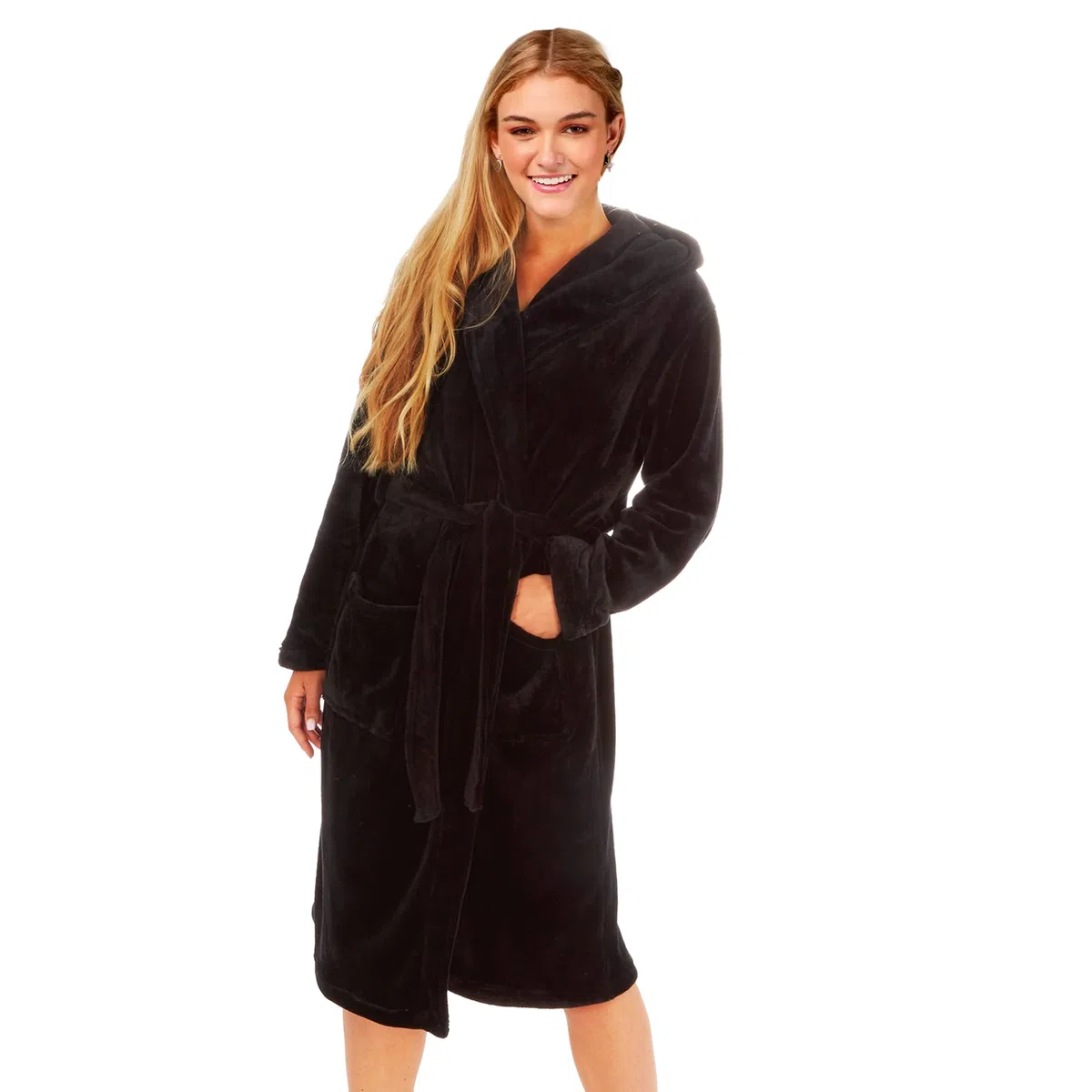 i-Smalls Robe de chambre à capuche en polaire super chaude avec slogan à paillettes Good Vibes Only