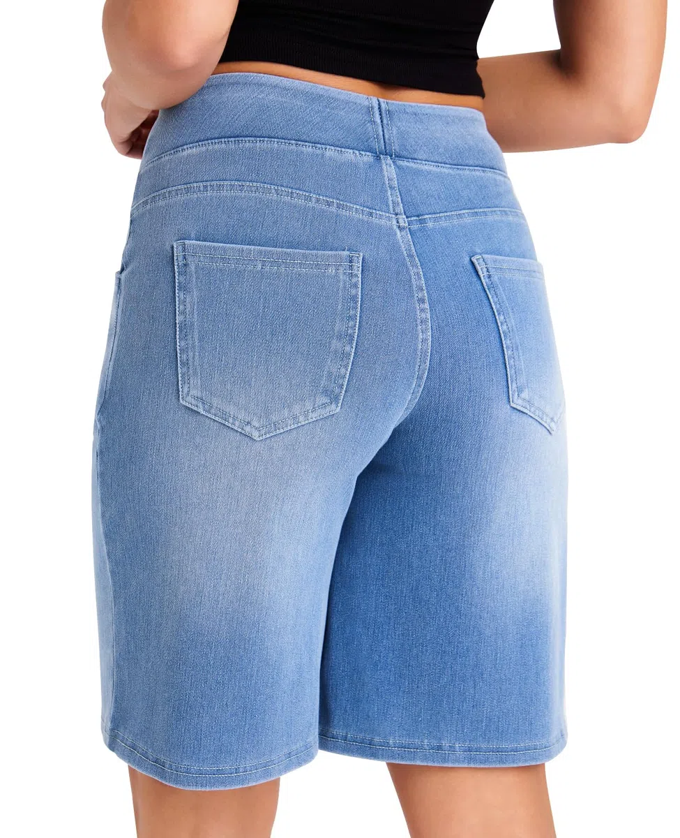 LaiEr Short en Jean Bermuda Taille Haute pour Femme,Short en Denim Casual Décontracté,Arrivant aux Genoux,en Tissu Stretch et Coupe Ample,Idéaux pour Le Sport,Le Fitness,Le Yoga et Les Entraînements