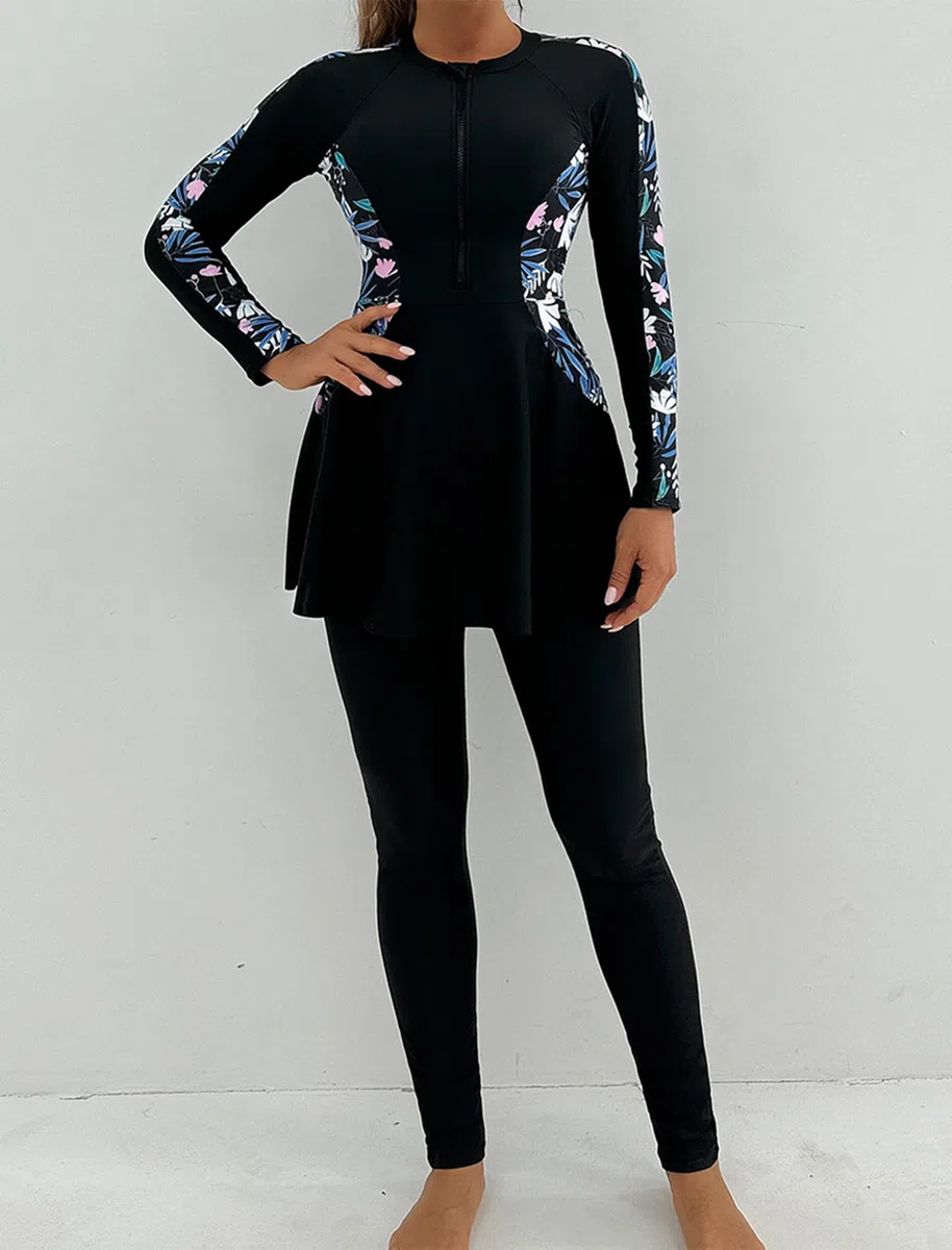 Femmes Maillot de Bain Musulman: Doux Complet 2 Pièces Burkinabi Manches Longues Haut Pantalon Natation Anti - éruption - Maillot de Bain Islamique