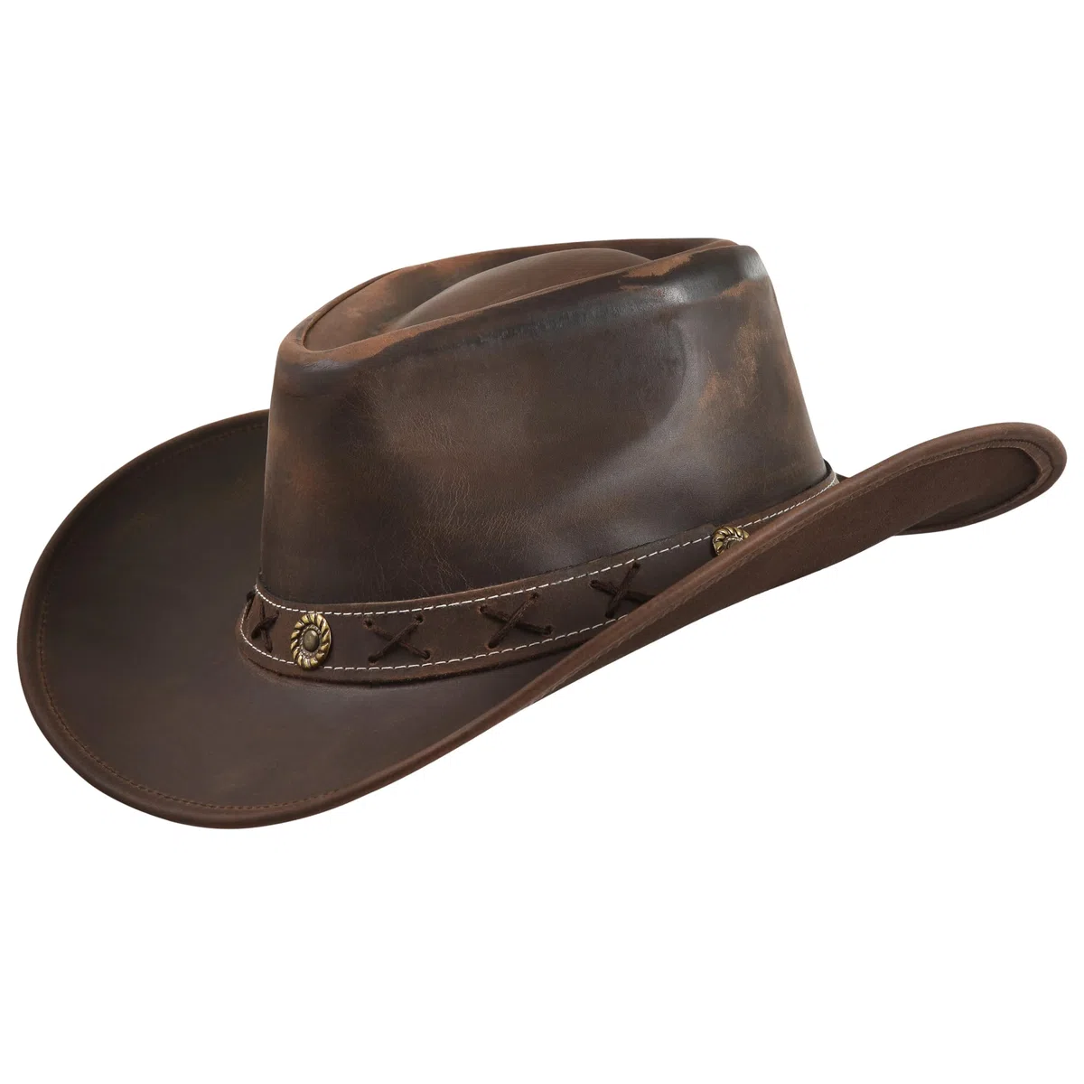 Chapeau de cowboy en cuir pour homme et femme, léger, fabriqué à la main, à large bord | Chapeaux occidentaux pour homme