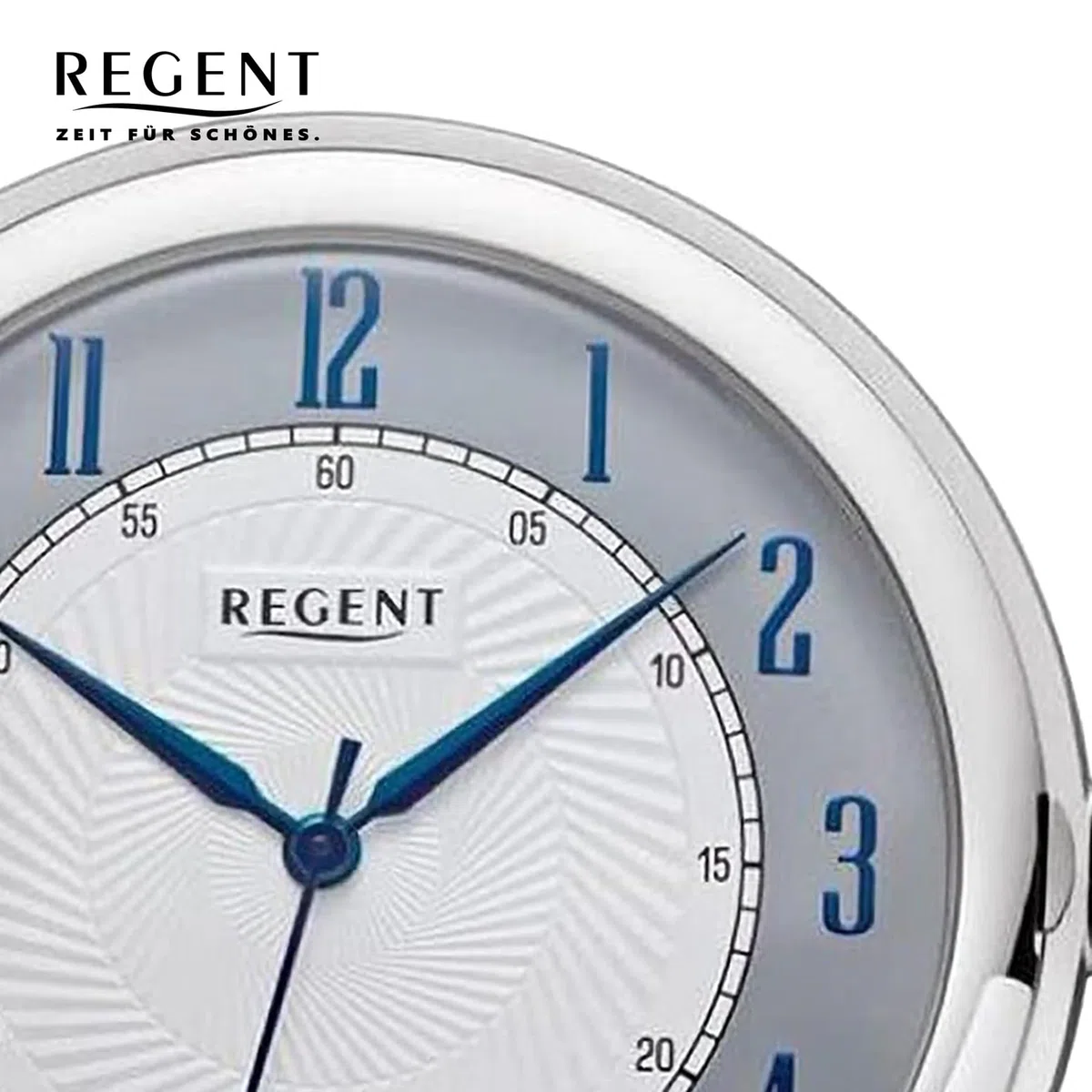 REGENT Savonnette Montre de poche pour homme avec couvercle à rabat chromé 50 mm à quartz blanc et cadran gris chiffres arabes