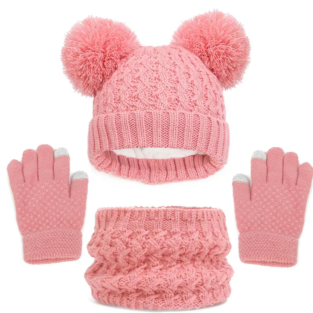 Zonto Bonnet Enfant Hiver Tricoté Chapeau d'hiver Gants Écharpe Set Laine Écharpe Chaude Épais Bonnet Tricoté Garçon Fille Bonnet