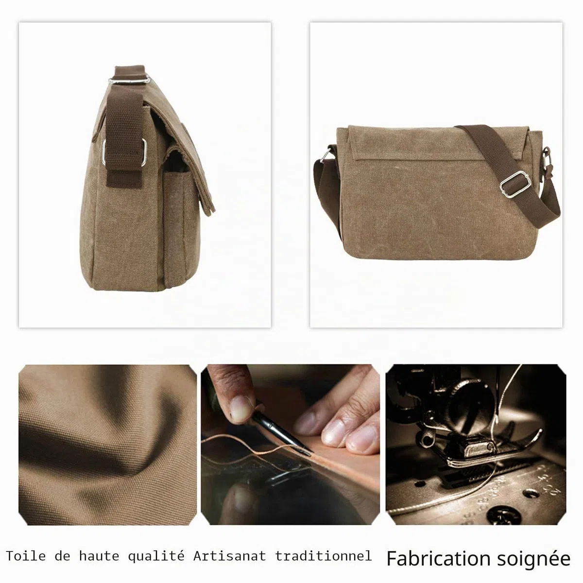 FANDARE Sac a Bandouliere Toile Sac d'épaule Unisexe Sacs Portés épaule 7.9 Pouces Tablet Messenger Bag Briefcase Hommes/Femmes Sac de Sport Travail Ecole Cartable