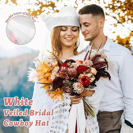 MALLOOM 12 Chapeau de cowgirl rose - Chapeau de cowboy rose pour femmes et adolescentes, chapeau de cowgirl amusant, cowgirl (Fil rose, blanc et argenté)