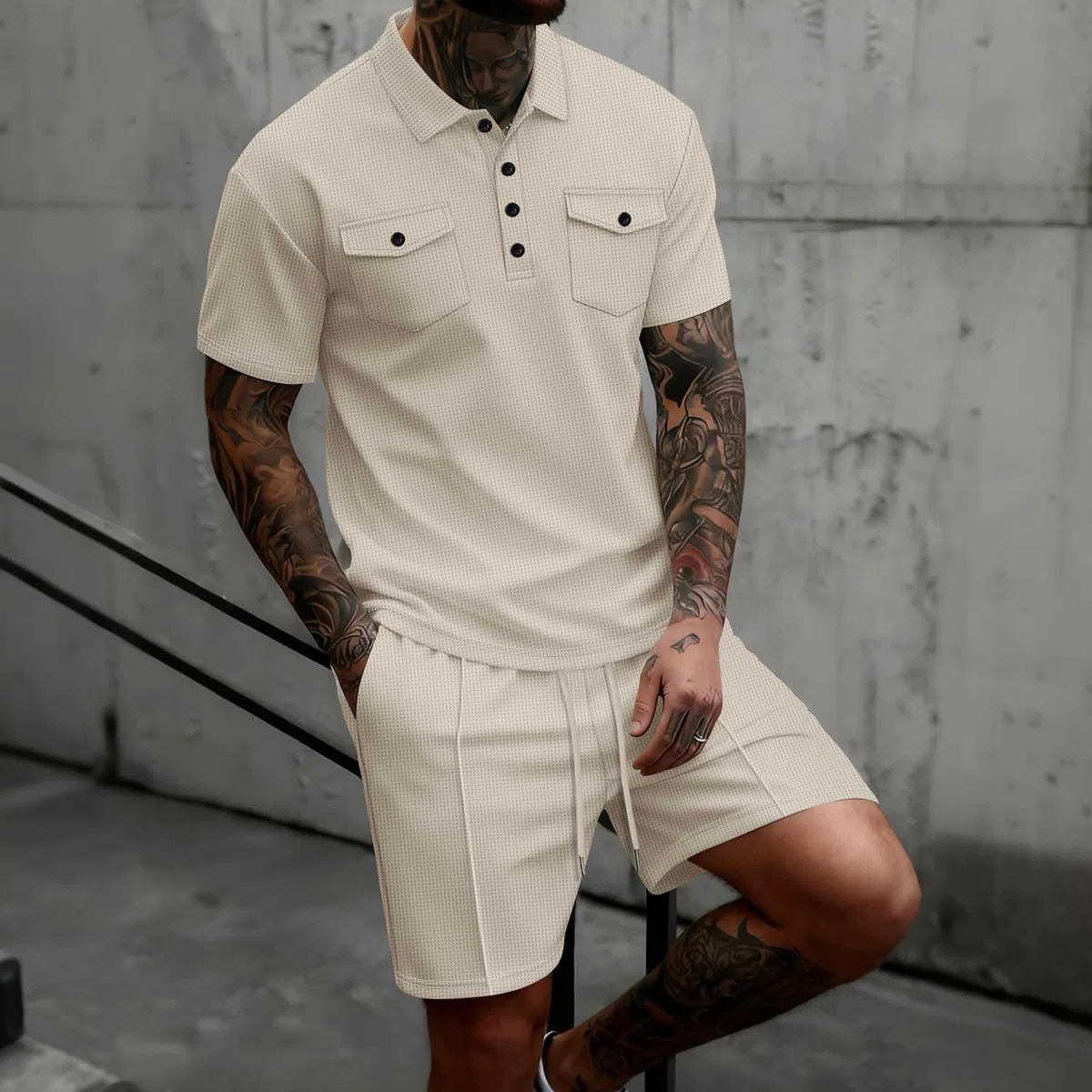 Survêtement Gym Homme Ensemble Homme Hawaii Ensemble Chemise Short Jogging Années 80 90 Imprimé Léopard Fitness Sport Survêtement Capuche Tenue Streetwear Poches pour Quotidien