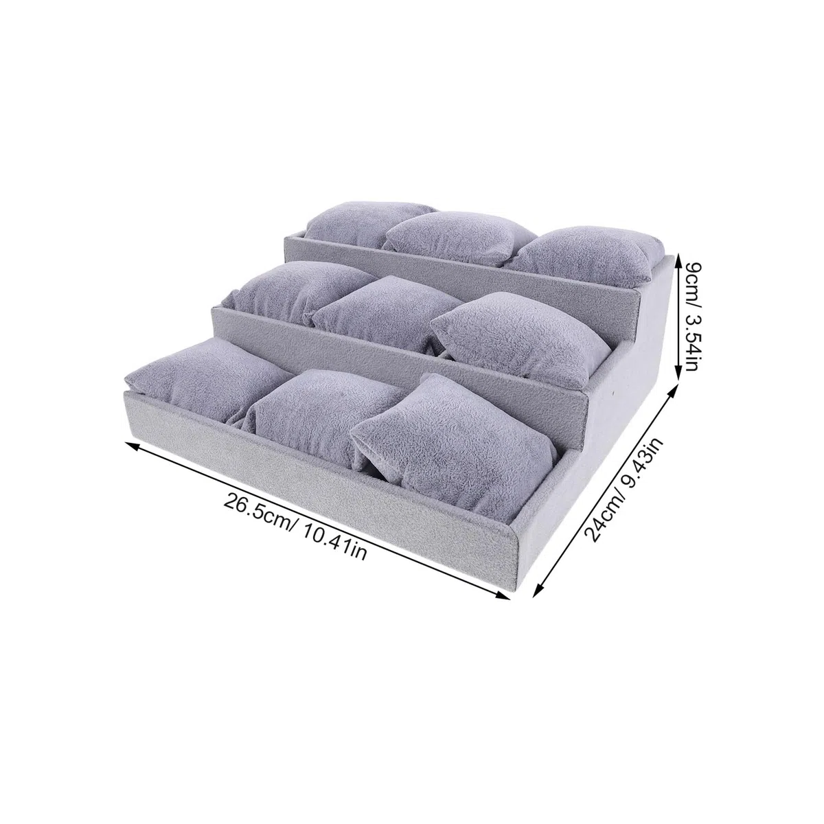 PACKOVE Plateau à Bijoux en Velours 3 Niveaux, 9 Compartiments